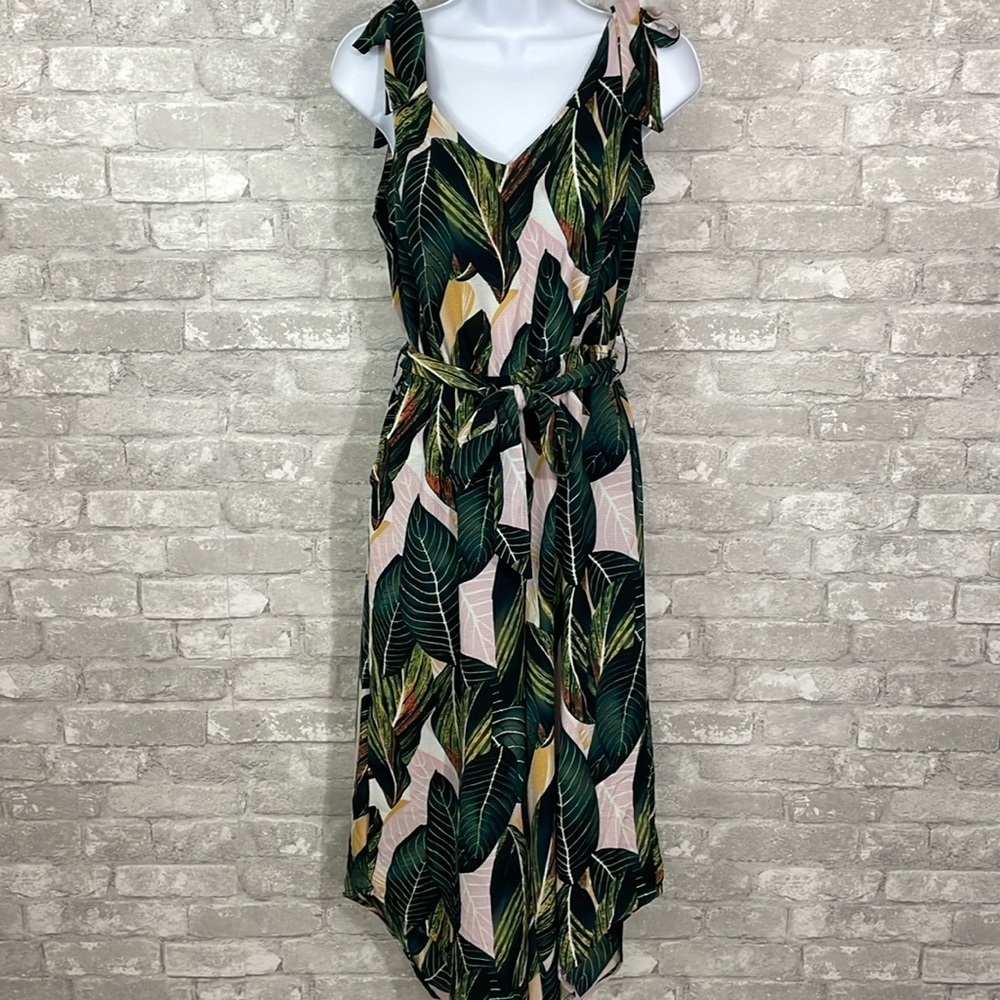 Belongsci Wide Leg Tropical Palm Jumpsuit